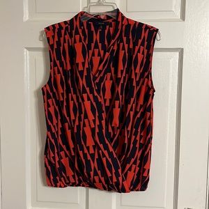 Eclair bold colored Blouson deep V blouse. EUC